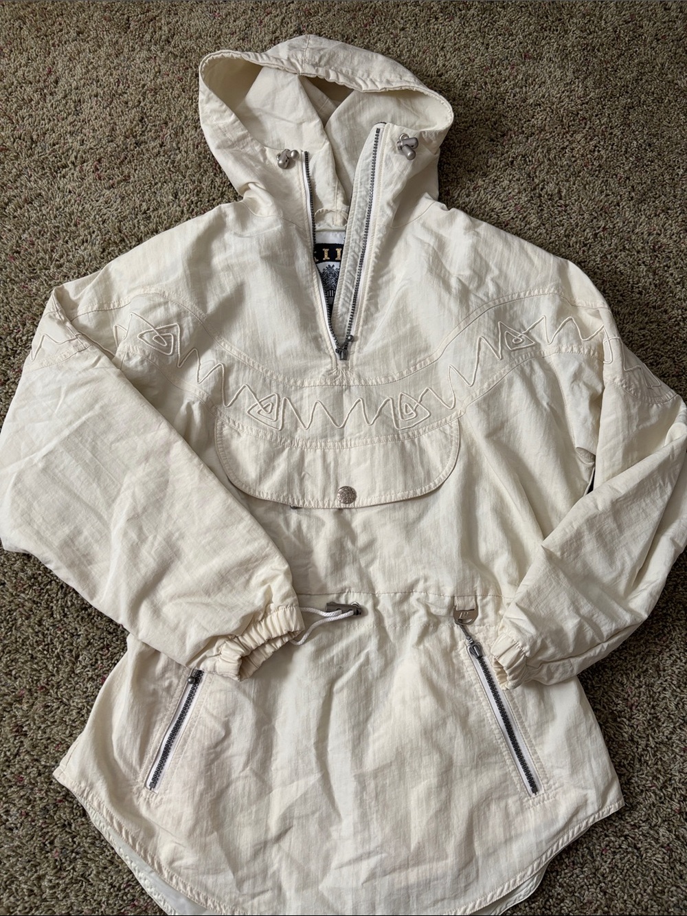 NILS Vintage White Ski Anorak Pullover Hooded Jacket Women’s Size 6
